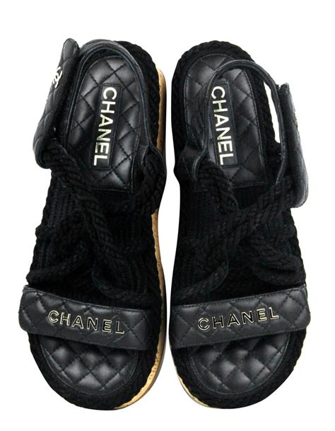 Chanel Black Cord/ Lambskin Leather Quilted Logo 